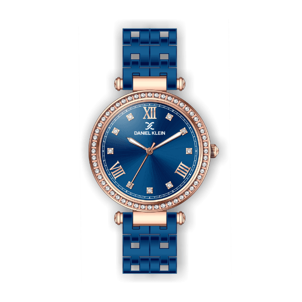 Relógio Analógico Daniel Klein Premium Dk.1.12266-6 Azul e Rosa Ouro