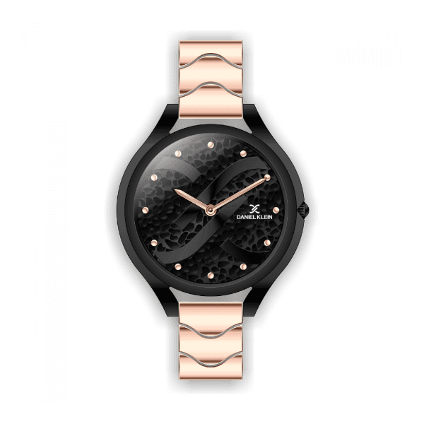 Relógio Analógico Daniel Klein Premium Dk.1.12271-7 Preto e Rosa Ouro