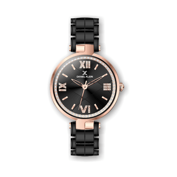 Relógio Analógico Daniel Klein Premium Dk.1.12286-6 Preto e Rosa Ouro