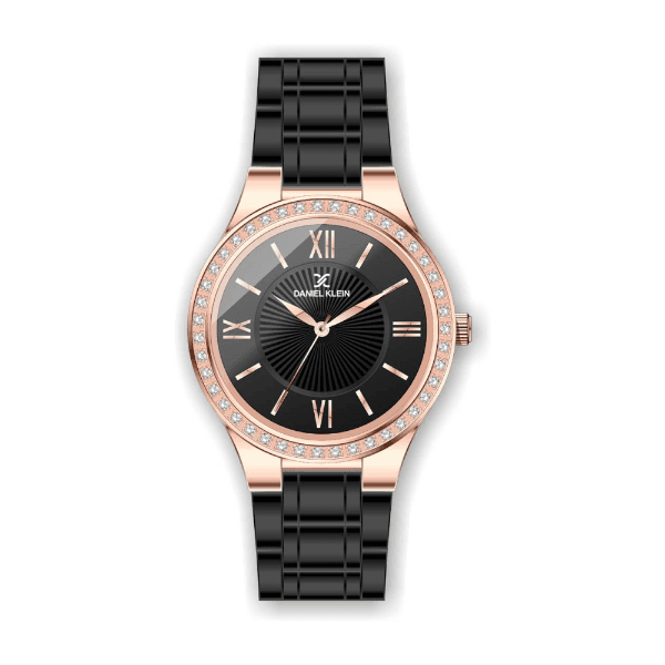Relógio Analógico Daniel Klein Premium Dk.1.12407-3 Rosa Ouro e Preto