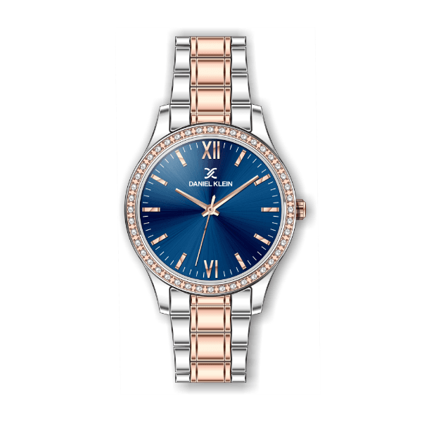 Relógio Analógico Daniel Klein Premium Dk.1.12429-5 Rosa Ouro e Prata