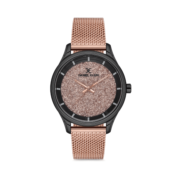 Relógio Analógico Daniel Klein Premium Dk.1.12531-5 Rosa Ouro/Preto