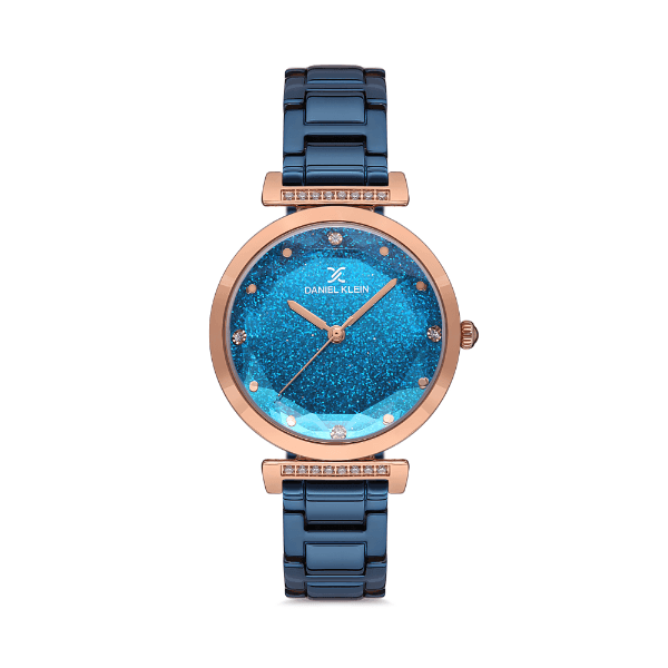 Relógio Analógico Daniel Klein Premium Dk.1.12536-5 Rosa Ouro/Azul