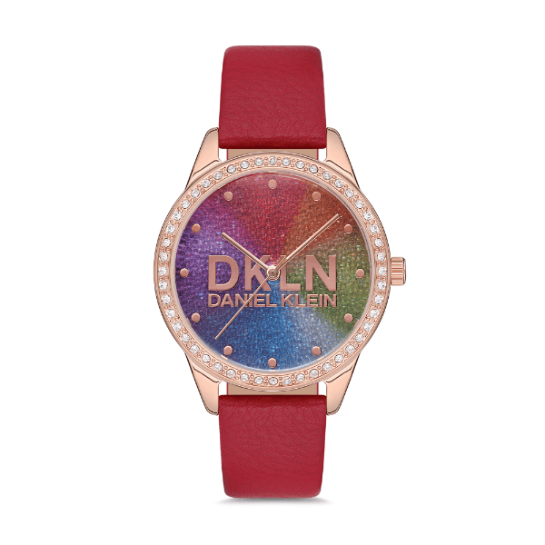 Relógio Analógico Daniel Klein Premium Dk.1.12562-2 Rosa Ouro/Vermelho