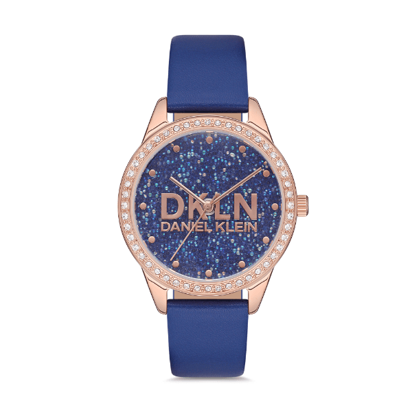 Relógio Analógico Daniel Klein Premium Dk.1.12562-5 Rosa Ouro/Azul