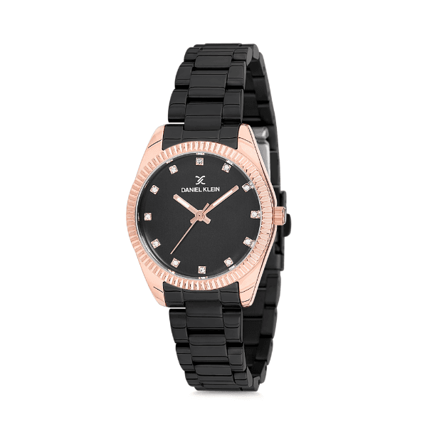 Relógio Analógico Feminino Daniel Klein Premium DK12180-4 - Preto e Rosa Ouro