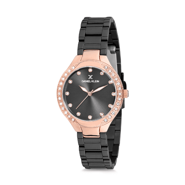 Relógio Analógico Daniel Klein Relojes Premium Dk12195-6 Preto e Rosa Ouro