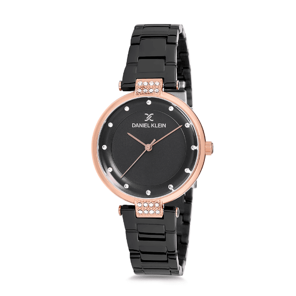 Relógio Analógico Daniel Klein Premium Dk12198-6 Preto e Rosa Ouro