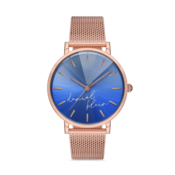 Relógio Analógico Daniel Klein Relojes Trendy Dk.1.12629-5 Rosa Ouro/Azul