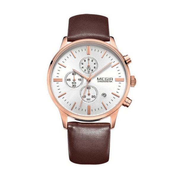 Relógio Analógico Feminino Megir Chronograph ML2011LREBN-7N0 Marrom/Rosa Ouro