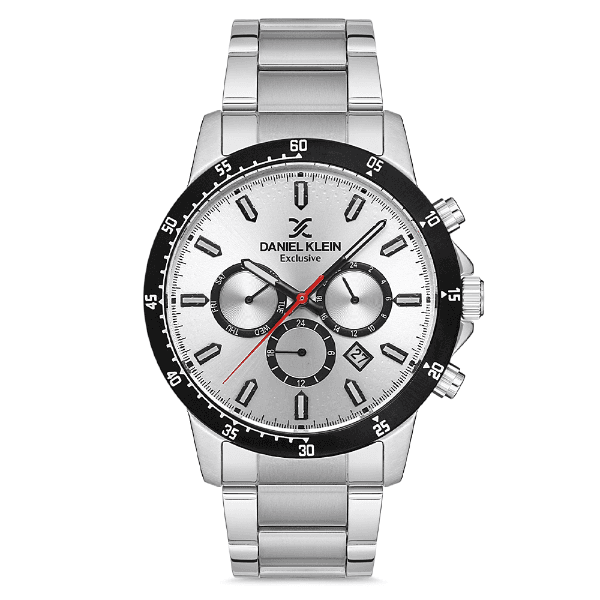 Relógio Analógico Masculino Daniel Klein Dk.1.12676-1 Exclusive Gents Pulseira de Aço Inoxidável Prata/Preto