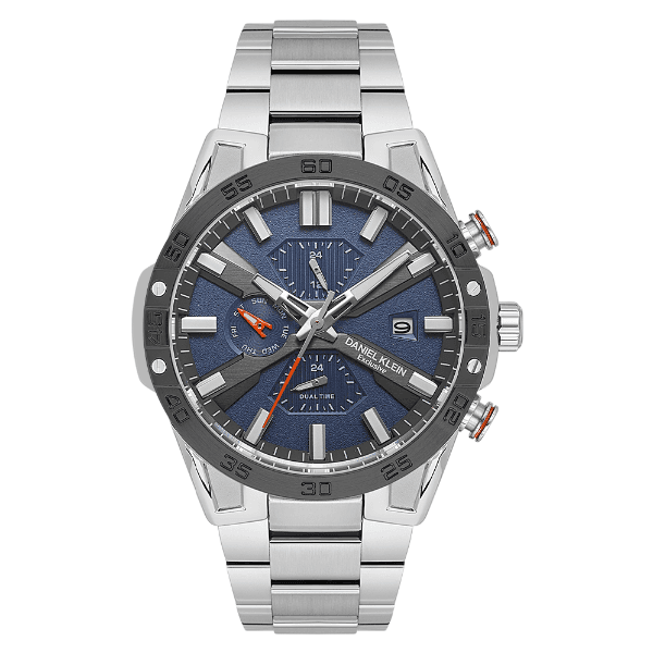 Relógio Analógico Masculino Daniel Klein Dk.1.13974-3 Exclusive Gent Pulseira de Aço Inoxidável Prata/Preto/Azul