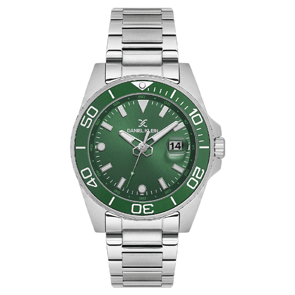 Relógio Analógico Masculino Daniel Klein Dk.1.13990-6 Premium Gent Pulseira de Aço Inoxidável Prata/Verde
