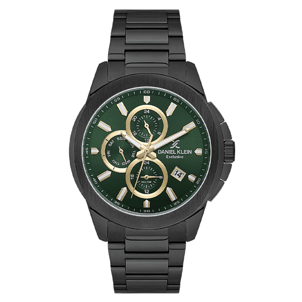Relógio Analógico Masculino Daniel Klein Dk.1.13995-5 Exclusive Gents Pulseira de Aço Inoxidável Preto/Verde