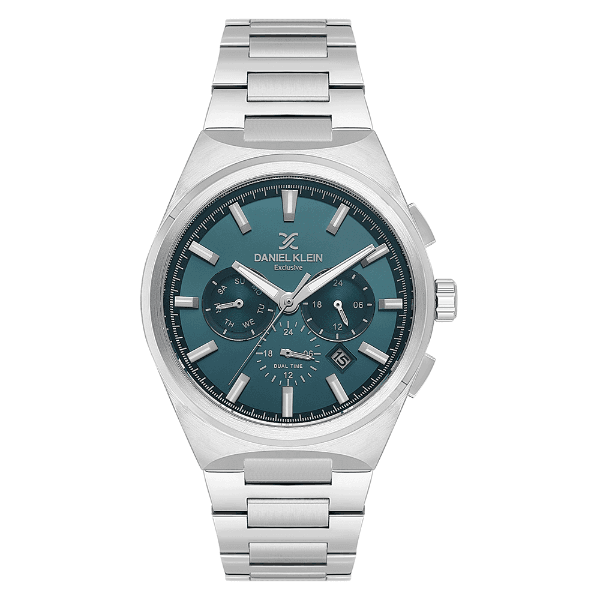 Relógio Analógico Masculino Daniel Klein Dk.1.14069-5 Exclusive Gents Pulseira de Aço Inoxidável Prata/Verde