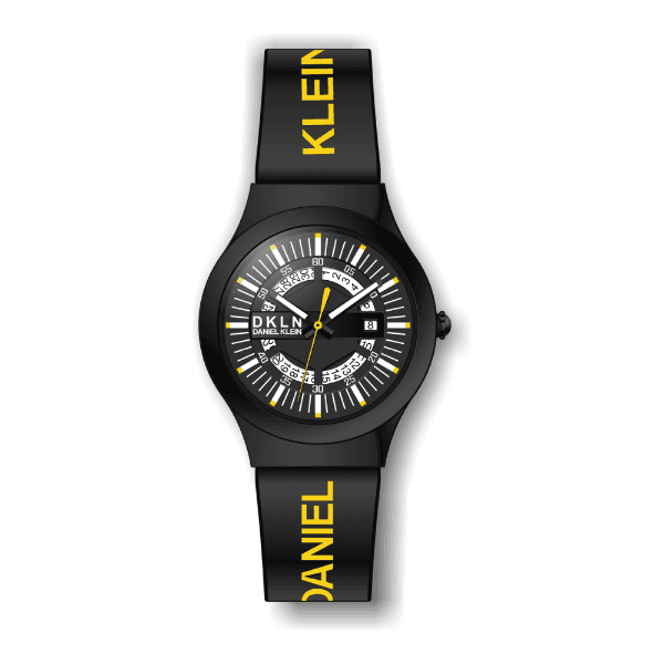 Relógio Analógico Daniel Klein Dk.1.12275-7 Preto e Amarelo