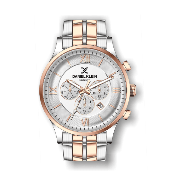 Relógio Analógico Daniel Klein Exclusive Dk.1.12326-5 Prata e Rosa Ouro