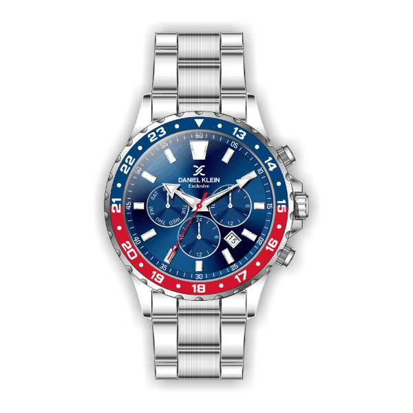 Relógio Analógico Daniel Klein Exclusive Dk.1.12333-3 Prata e Azul
