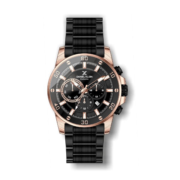 Relógio Analógico Daniel Klein Exclusive Dk.1.12345-4 Preto e Rosa Ouro