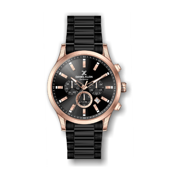 Relógio Analógico Daniel Klein Exclusive Dk.1.12353-5 Rosa Ouro e Preto