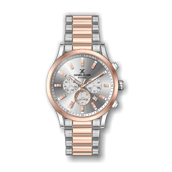Relógio Analógico Daniel Klein Exclusive Dk.1.12353-6 Rosa Ouro e Prata