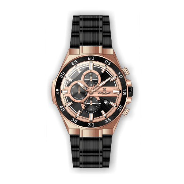 Relógio Analógico Daniel Klein Exclusive Dk.1.12362-6 Preto e Rosa Ouro