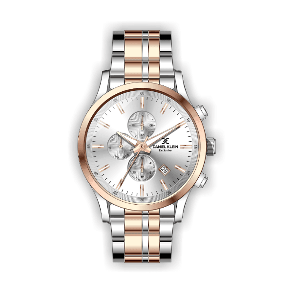 Relógio Analógico Daniel Klein Exclusive Dk.1.12366-6 Prata e Ouro Rosa
