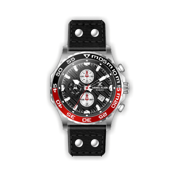 Relógio Analógico Masculino Daniel Klein Exclusive Dk.1.12384-3 com Pulseira de Couro Prata e Preto