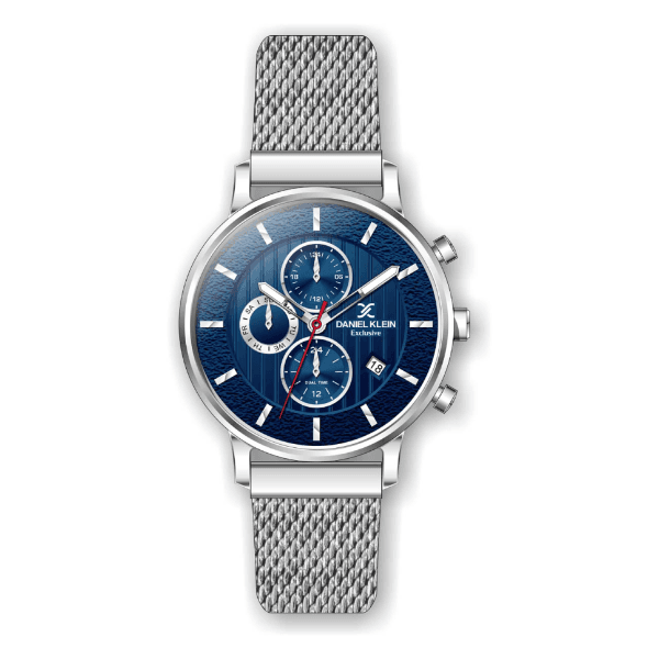 Relógio Analógico Daniel Klein Exclusive Dk.1.12385-3 Prata e Azul