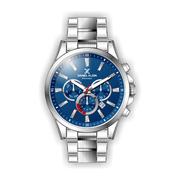 Relógio Analógico Daniel Klein Exclusive Dk.1.12423-3 Prata e Azul