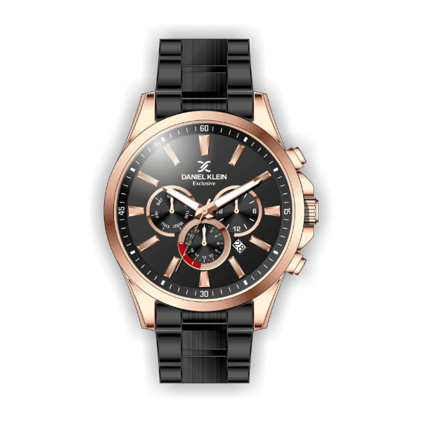 Relógio Analógico Daniel Klein Exclusive Dk.1.12423-4 Rosa Ouro e Preto