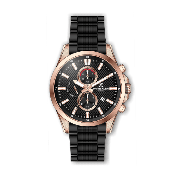 Relógio Analógico Masculino Daniel Klein Exclusive Dk.1.12452-4 Rosa Ouro e Preto