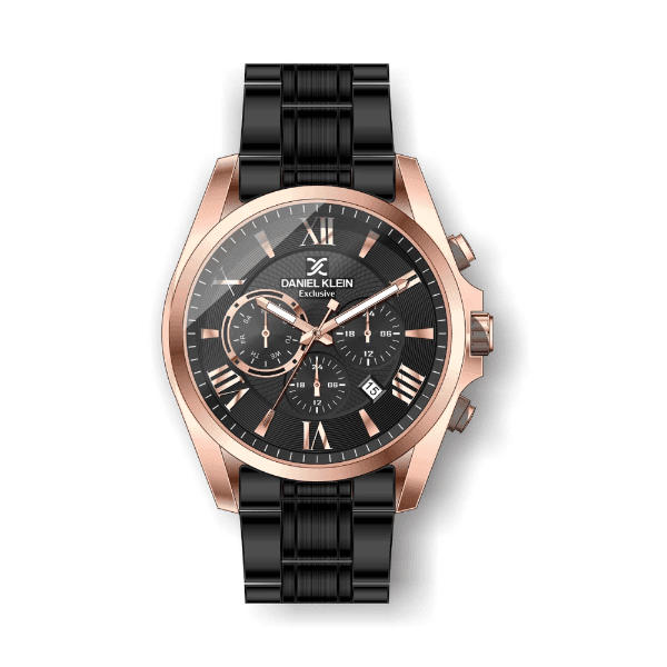 Relógio Analógico Daniel Klein Exclusive Dk.1.12454-5 Rosa Ouro e Preto