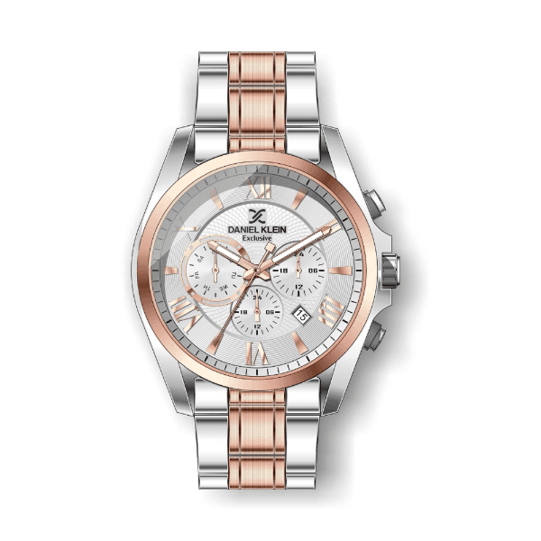Relógio Analógico Daniel Klein Exclusive Dk.1.12454-6 Rosa Ouro e Prata