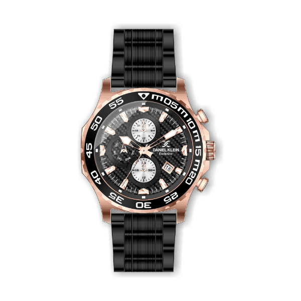 Relógio Analógico Daniel Klein Exclusive Dk.1.12472-3 Rosa Ouro e Preto
