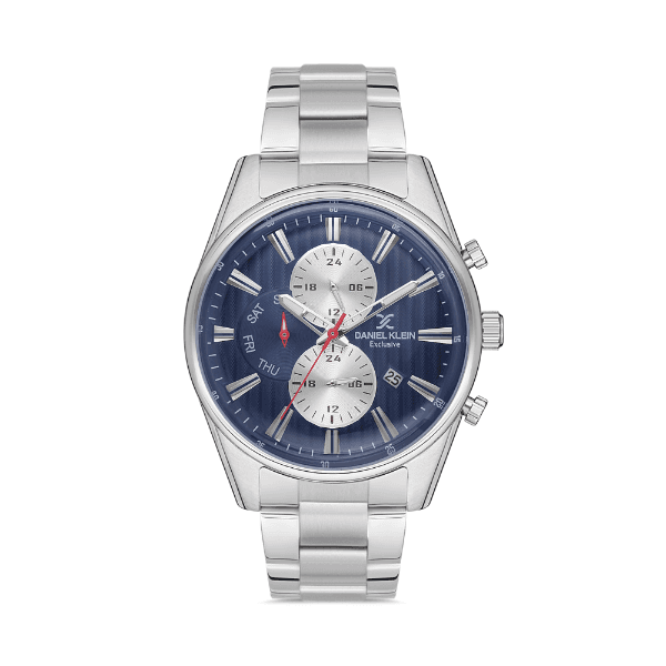 Relógio Analógico Masculino Daniel Klein Exclusive Dk.1.12590-3 Prata/Azul