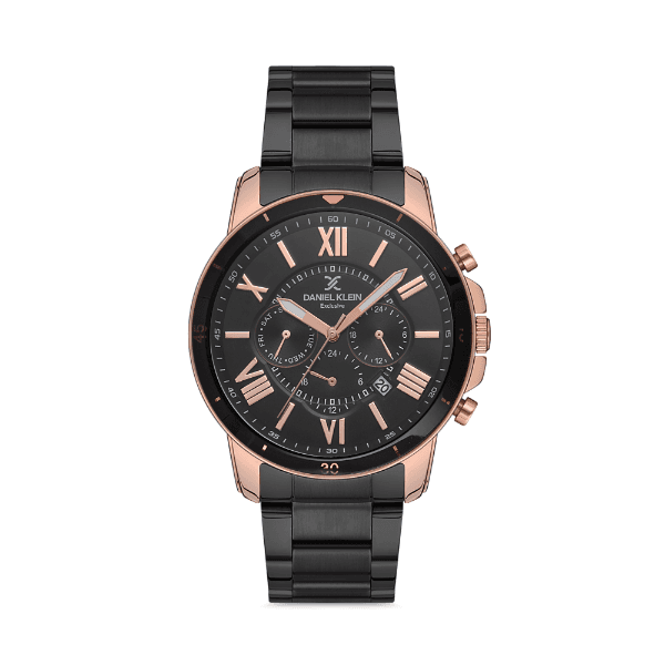 Relógio Analógico Daniel Klein Exclusive Dk.1.12598-5 Preto Rosa Ouro
