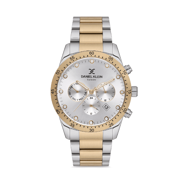 Relógio Analógico Masculino Daniel Klein Exclusive Dk.1.12600-3 Prata/Dourado