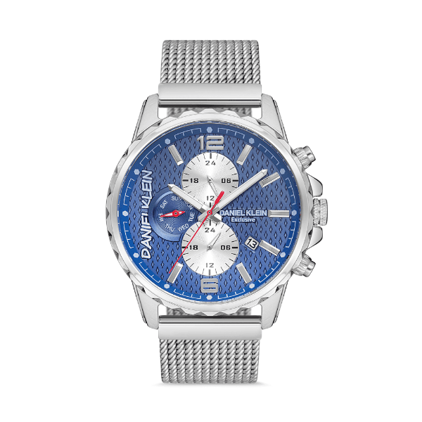 Relógio Analógico Masculino Daniel Klein Exclusive Dk.1.12607-4 Prata/Azul