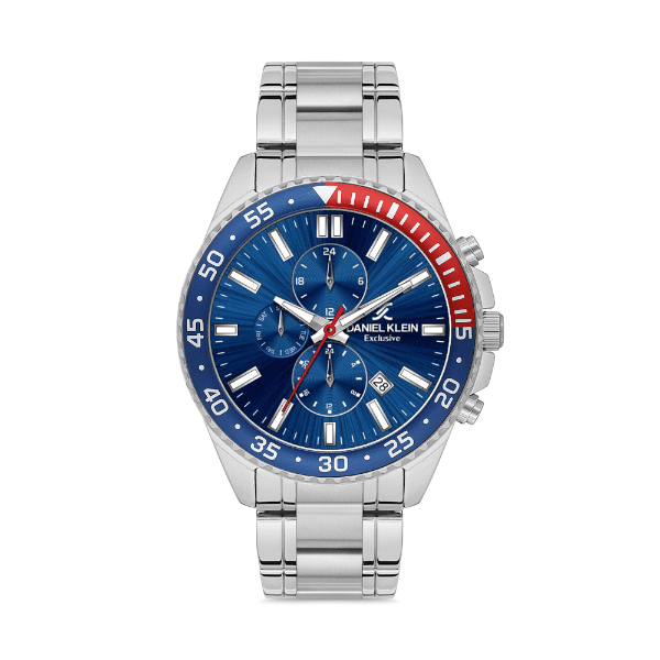 Relógio Analógico Daniel Klein Exclusive Dk.1.12618-2 Prata/Azul