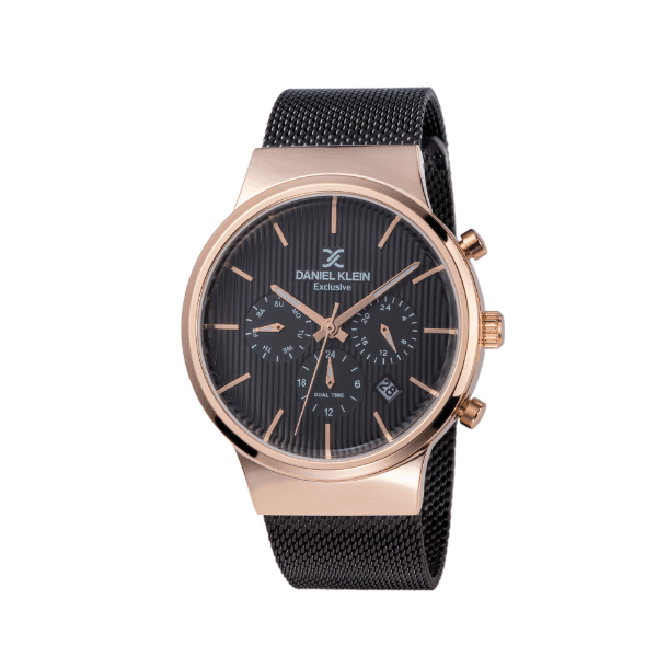 Relógio Analógico Masculino Daniel Klein Exclusive Dk11958-6 Preto/Rosa Ouro