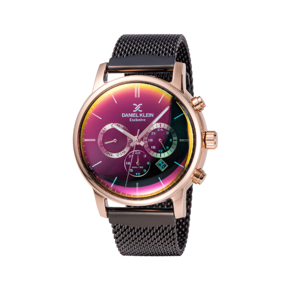 Relógio Analógico Masculino Daniel Klein Exclusive Dk12006-6 Preto/Rosa Ouro