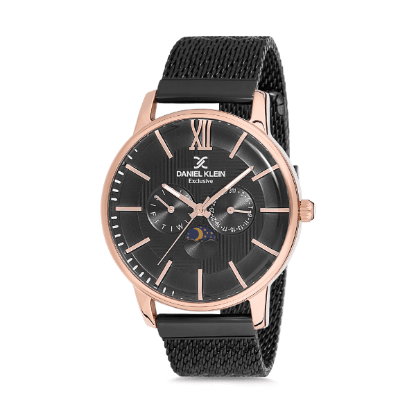 Relógio Analógico Masculino Daniel Klein Exclusive Dk12120-6 Preto e Rosa Ouro