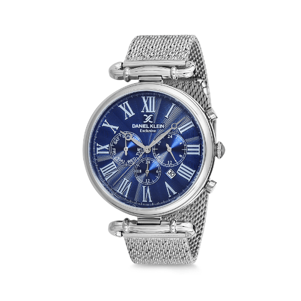 Relógio Analógico Masculino Daniel Klein Exclusive Dk12148-4 Prata e Azul