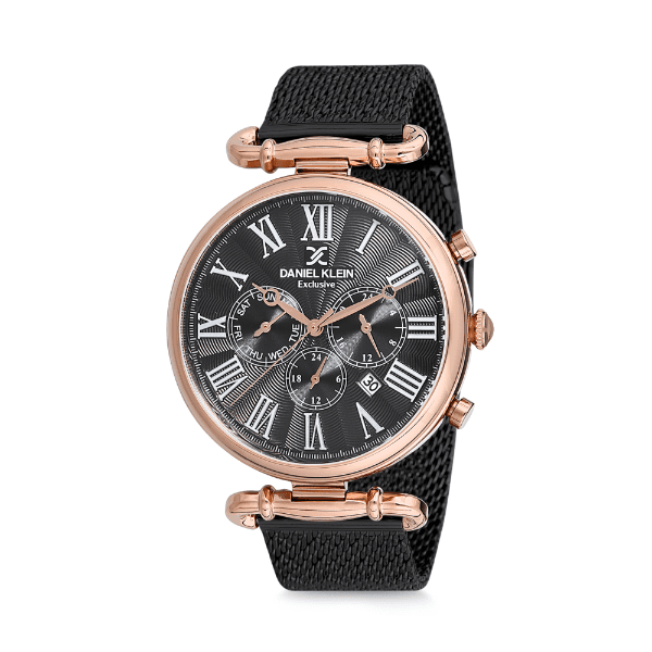 Relógio Analógico Daniel Klein Exclusive Dk12148-4 Preto e Rosa Ouro