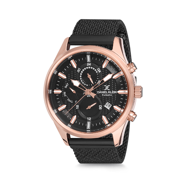 Relógio Analógico Daniel Klein Exclusive Dk12222-6 Preto e Rosa Ouro