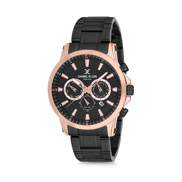 Relógio Analógico Masculino Daniel Klein Exclusive Dk12224-2 Preto Rosa Ouro