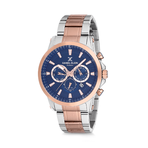Relógio Analógico Masculino Daniel Klein Exclusive DK12224-3 - Prata e Rosa Ouro