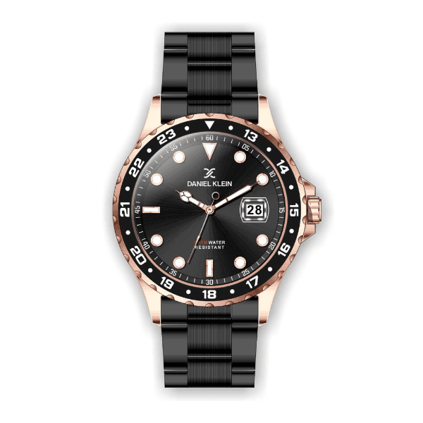 Relógio Analógico Masculino Daniel Klein Premium Dk.1.12350-3 Preto e Rosa Ouro