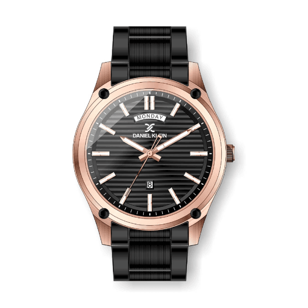 Relógio Analógico Masculino Daniel Klein Premium Dk.1.12428-5 Rosa Ouro e Preto